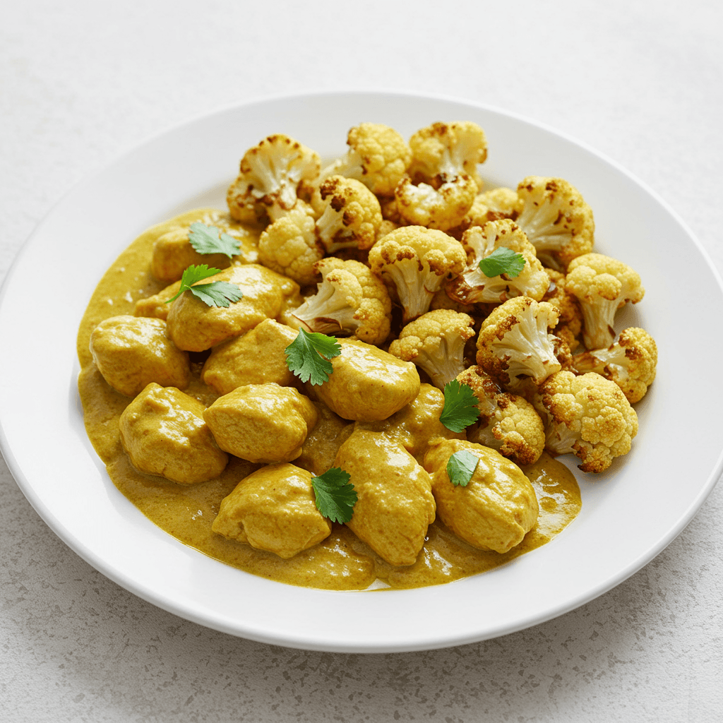 Pollo al curry con coliflor